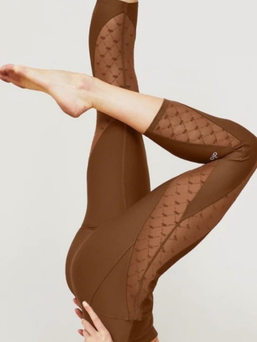 ALO Yoga💎 Brown Mesh-Panel Leggings